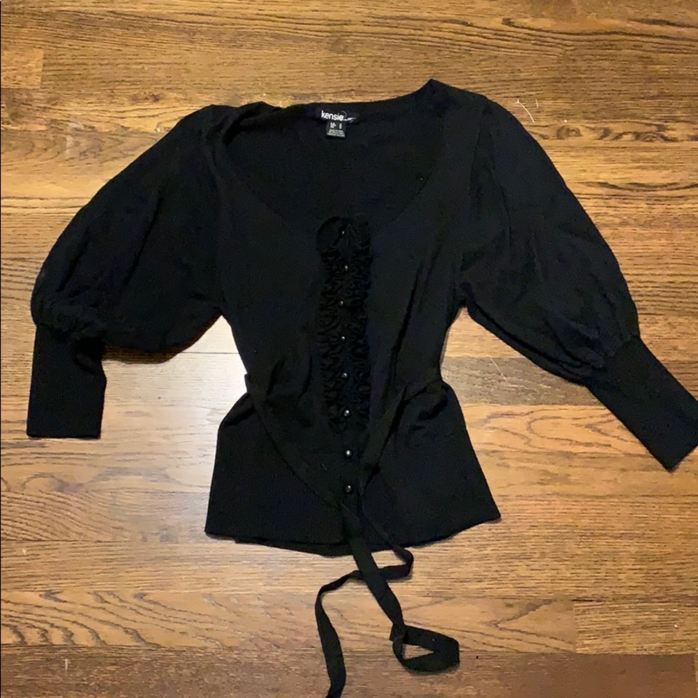 Kensie Button down ruffle sweater